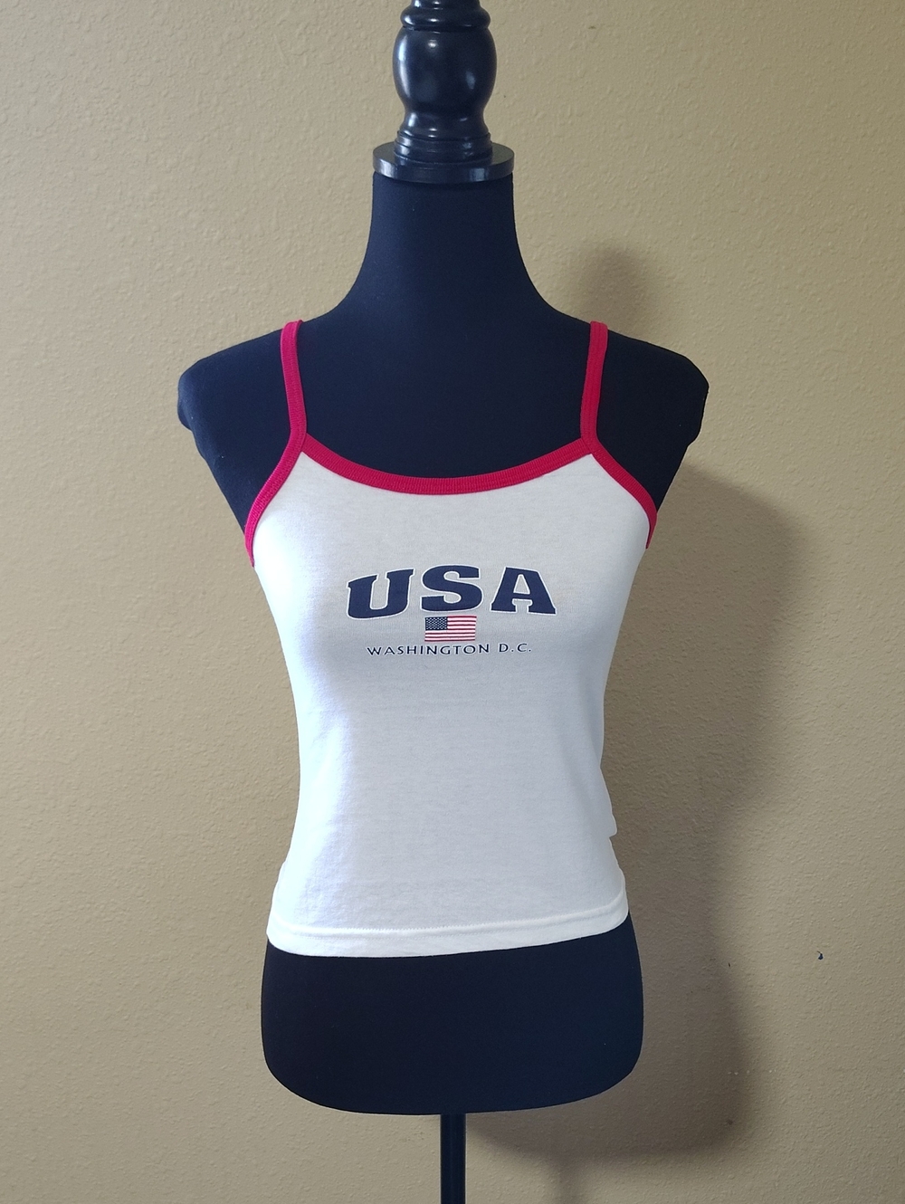 Vintage American Knitwear Cotton Knit Sleeveless Baby Tee Crop Tank Size S 90s